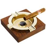 Stylish Metal and Wood Cigar Ashtray