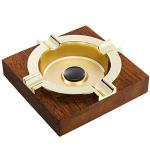 Stylish Metal and Wood Cigar Ashtray