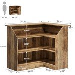 L-Shaped Corner Bar Cabinet with Stemware Rack