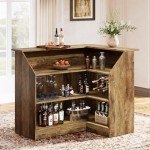 L-Shaped Corner Bar Cabinet with Stemware Rack
