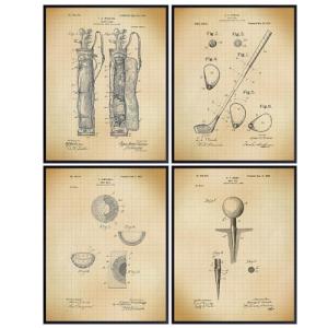 Retro Golf Patent Wall Art Set for Man Cave