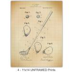 Retro Golf Patent Wall Art Set for Man Cave