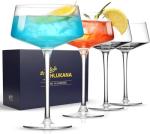 Set of 4 Hand Blown Martini Glasses