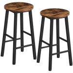 Set of 2 Industrial Bar Stools in Rustic Brown