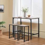 Industrial 3 Piece Pub Table and Bar Stools Set