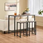 Industrial 3 Piece Pub Table and Bar Stools Set