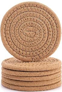 Boho Woven Coasters Set of 6 for Drinks