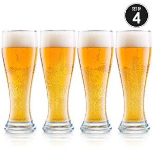 USA Made Nucleated Pilsner Glasses - 4 Pack