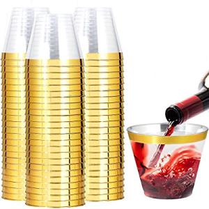200 Pack Gold Rimmed Plastic Cups for Parties