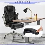 Ergonomic Leather Office Chair with Flip-Up Arms