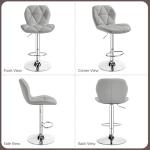 Set of 2 Grey PU Leather Bar Stools