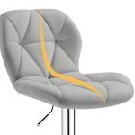 Set of 2 Grey PU Leather Bar Stools