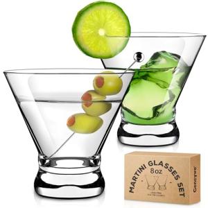 Set of 2 Stemless Martini Glasses