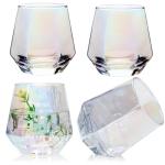 Iridescent Stemless Wine Glasses Set of 4