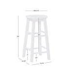 Linon Zeke 24" White Round Counter Stool