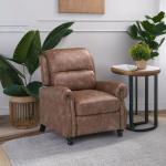 Chocolate Faux Leather Pushback Recliner Chair