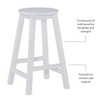 Linon Zeke 24" White Round Counter Stool