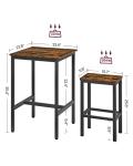 VASAGLE Rustic Bar Table and Stool Set