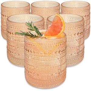 Rose Gold Hobnail Drinking Glasses Set of 6
