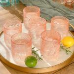 Rose Gold Hobnail Drinking Glasses Set of 6