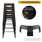 24" Low Back Metal Bar Stools with Wood Seat