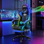 HOFFREE RGB Gaming Chair with Speakers and Massage