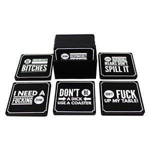 Funny Drink Coasters Set - Perfect Man Cave Gear