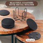 Slate Drink Coasters with Metal Holder Set