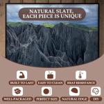 Slate Drink Coasters with Metal Holder Set