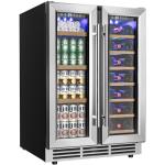 Dual Zone Wine and Beverage Refrigerator with Glass Door