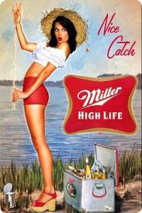 Retro Fishing and Beer Metal Sign for Man Cave