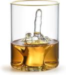 Funny Middle Finger Whiskey Glass with Gold Rim