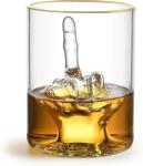 Funny Middle Finger Whiskey Glass with Gold Rim