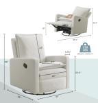 Uptown Swivel Glider Recliner Chair in White