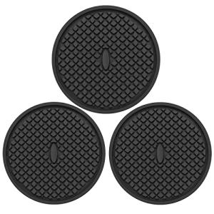 Set of 3 Non-Slip Black Silicone Coasters