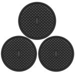 Set of 3 Non-Slip Black Silicone Coasters