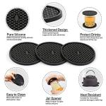 Set of 3 Non-Slip Black Silicone Coasters