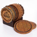 Whiskey Barrel Coaster Set for Man Cave Decor