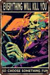 Funny Skeleton Tin Sign for Man Cave Decor