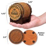 Whiskey Barrel Coaster Set for Man Cave Decor