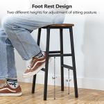 Set of 2 Rustic Industrial Bar Stools