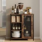 Compact Brown Coffee Bar Cabinet for Man Cave