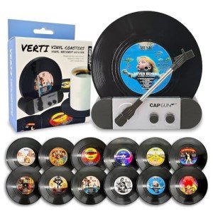 Funny Vinyl Record Coasters Set for Music Lovers