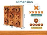 Wooden Tic Tac Toe Game for Adults and Kids