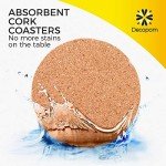 16 Pcs Round Absorbent Cork Drink Coasters