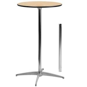 24'' Round Wood Cocktail Table with Columns
