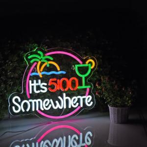 Dimmable Neon Sign: 5 O'Clock Somewhere Decor