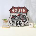Vintage Route 66 Motorcycle Tin Sign for Man Cave