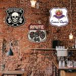 Vintage Route 66 Motorcycle Tin Sign for Man Cave