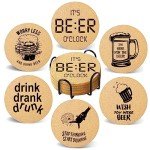 Beer Cork Coaster Set with Holder - 6 Pieces